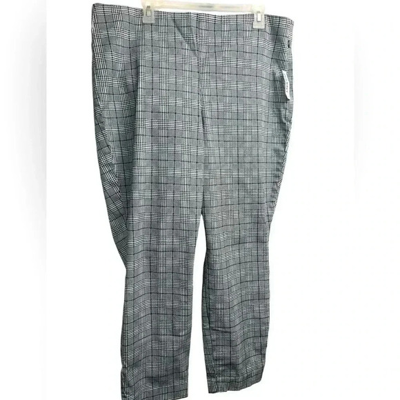 🆕 Old Navy Black White Plaid Skinny Leg  Stretch Waist Side Zip Pants  Size 18 - Picture 4 of 8